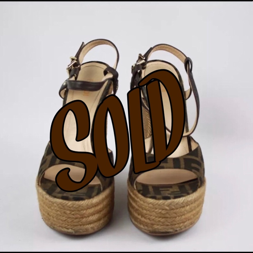 Fendi Zucca Espadrille Wedge Sandal